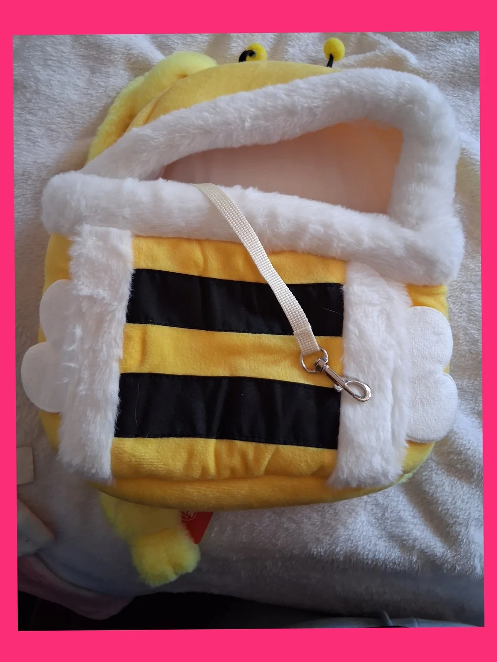NWT-Yellow Bee Plush Pet Carrier with Stripes